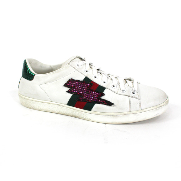 Gucci Ace Embroidered Sneakers Lightning Bolt Stars Web Embellished Sneakers 39 - Picture 1 of 7